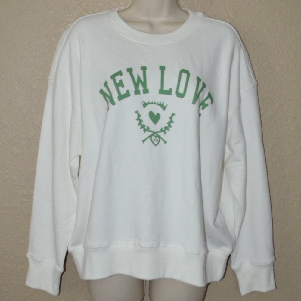 NWT $168 Sz M Kerri Rosenthal White Ex Boyfriend New Love Sweatshirt